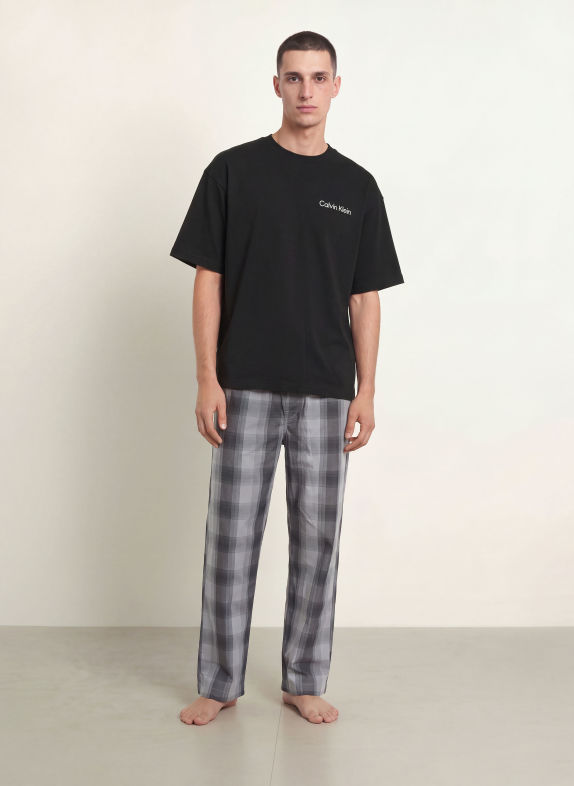 Calvin Klein Schlafhose COTTON POPLIN HELLGRAU / DUNKELGRAU