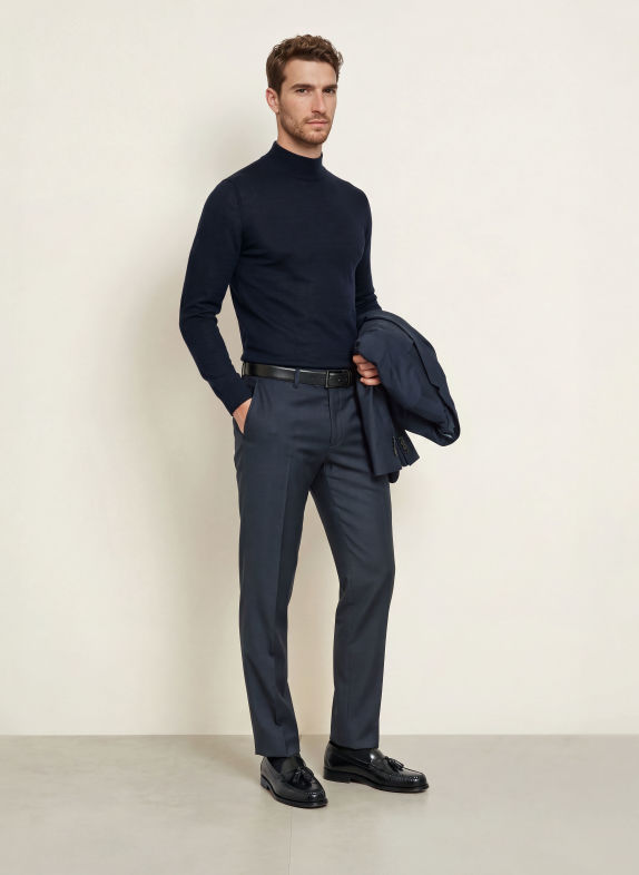 DIGEL Pullover DADOR aus Merinowolle DUNKELBLAU