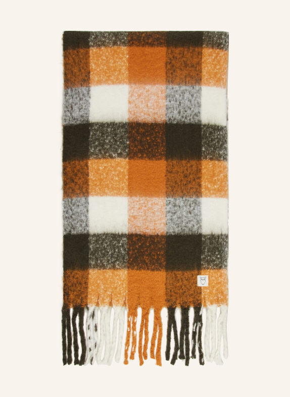 KnowledgeCotton Apparel Schal DUNKELGRÜN / CREME / ORANGE