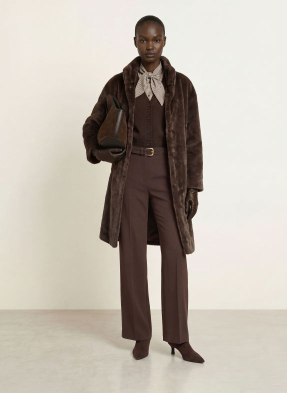 HERNO Faux fur coat BROWN