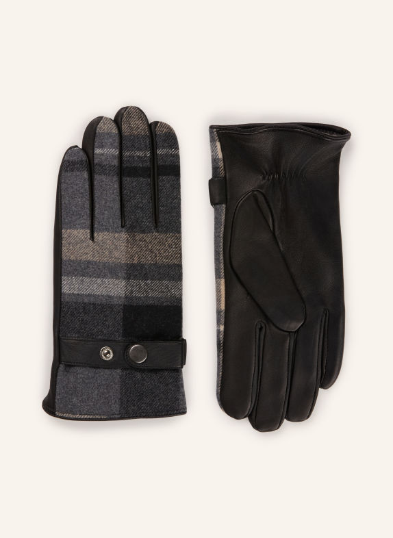 STROKESMAN'S Leather gloves DARK GRAY / LIGHT GRAY / BLACK