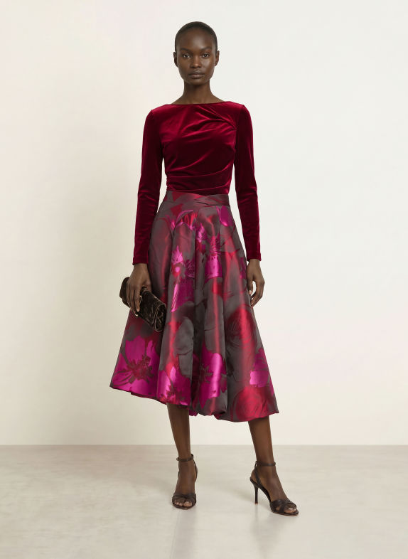 TALBOT RUNHOF Long-sleeved velvet shirt DARK RED