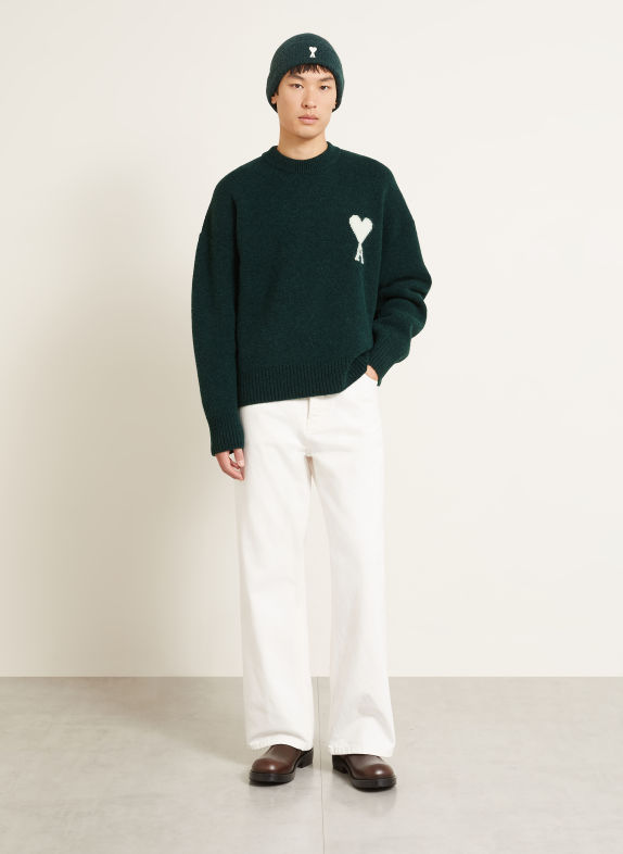 AMI PARIS Sweater with alpaca DARK GREEN