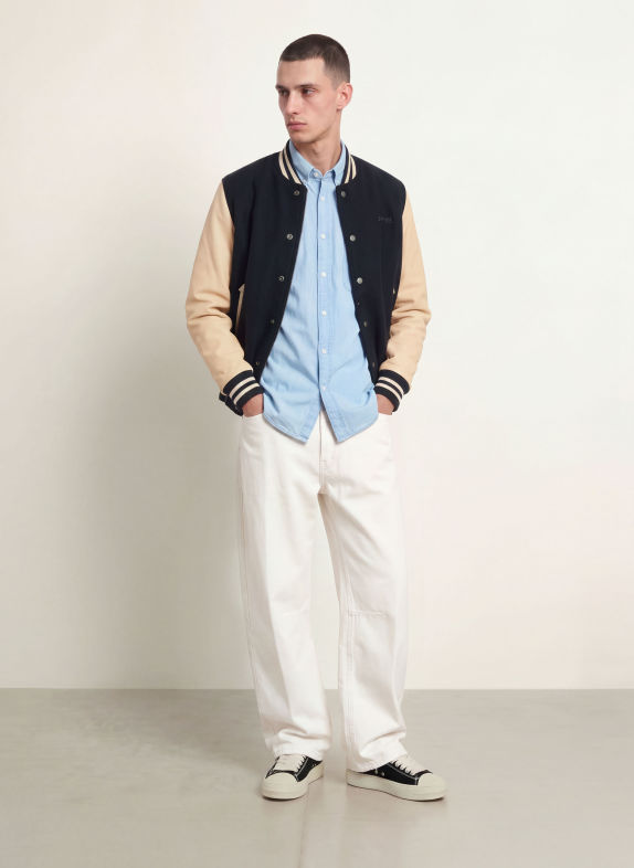 Schott NYC College-Jacke DUNKELBLAU / BEIGE / SCHWARZ