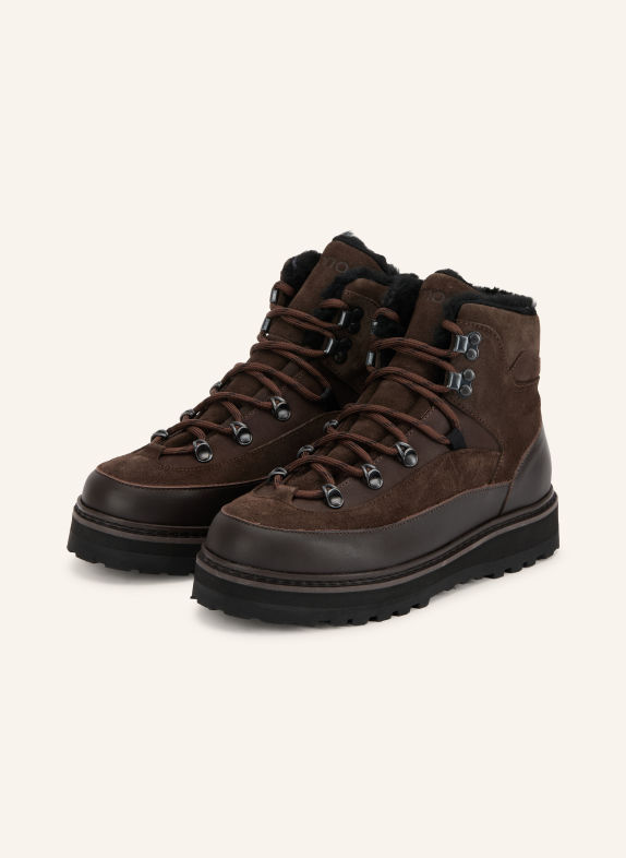 mono TAG CAP Lace-up Boots DARK BROWN