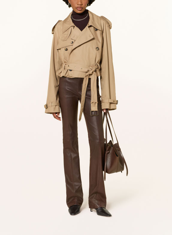 STOULS Pantalon en cuir ICHAM MARRON FONCÉ