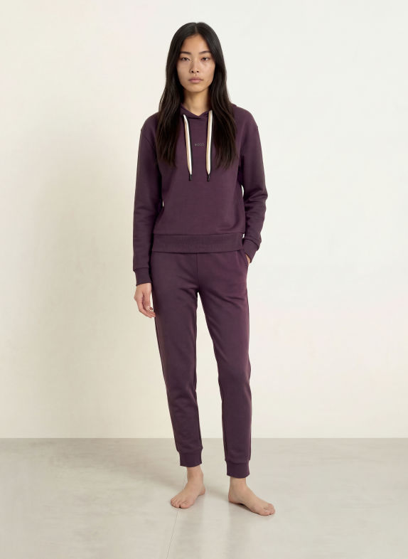BOSS STRIPE lounge hoodie DARK RED