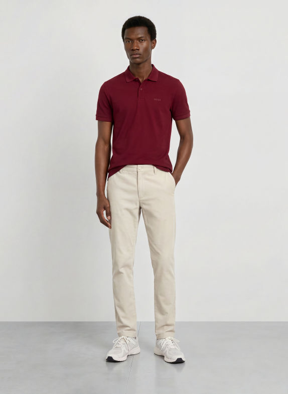 BOSS Piqué-Poloshirt PIO DUNKELROT