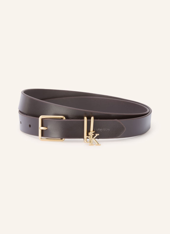 Calvin Klein leather belt DARK BROWN / GOLD