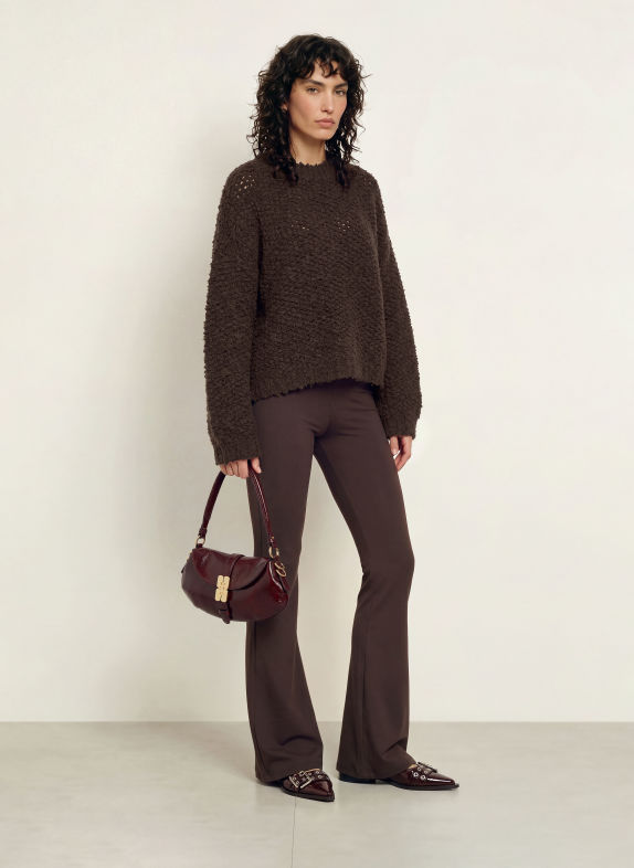 black palms Alpaca sweater CORSETTA DARK BROWN