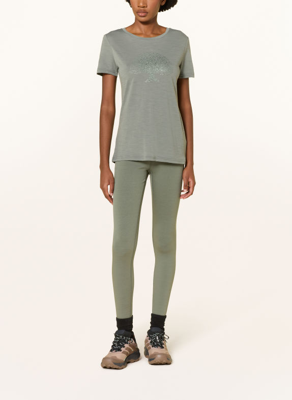 super.natural T-shirt TREE OF KNOWLEDGE met merinowol KAKI
