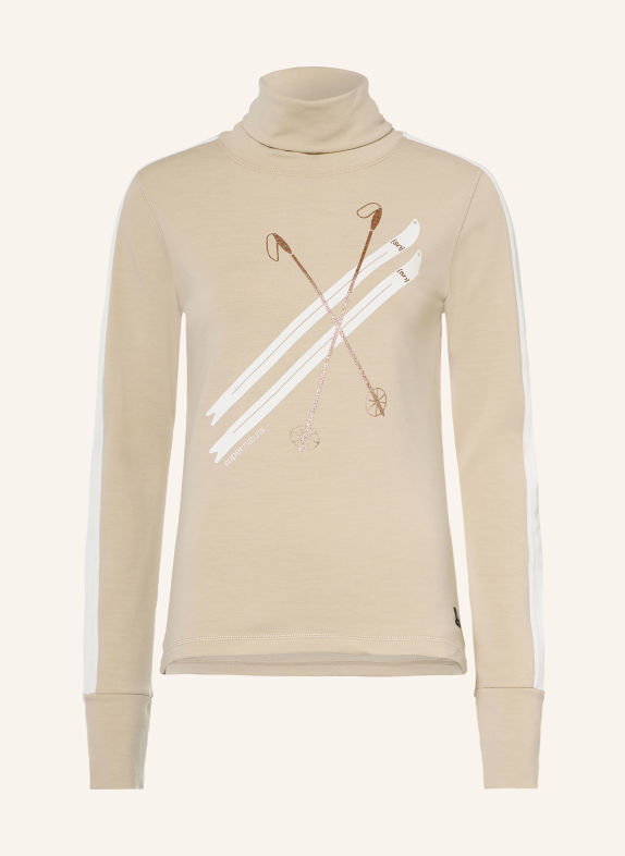 super.natural Svetr KRYSSEDE SKI ROLL NECK BÍLÁ / BARVA RŮŽOVÉHO ZLATA / BÉŽOVÁ