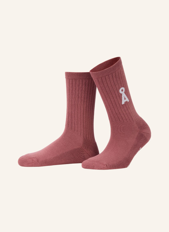 ARMEDANGELS Chaussettes SAAMUS BOLD VIEUX ROSE / BLANC