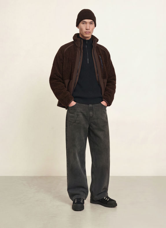 CANADA GOOSE Teddyfell-Jacke im Materialmix DUNKELBRAUN