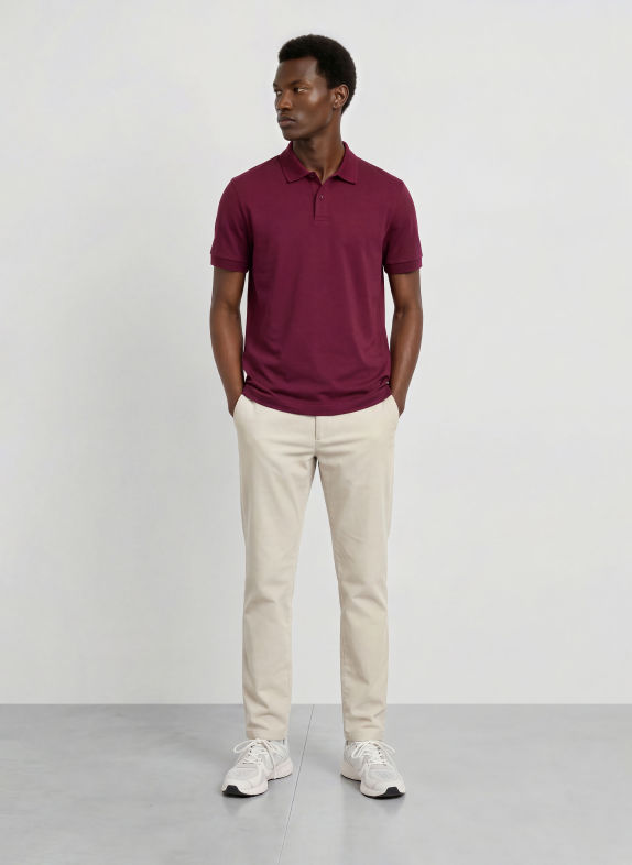 BOSS Jersey polo shirt PIO DARK RED