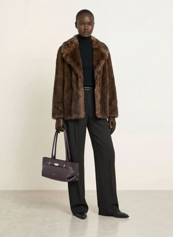 DEMELLIER Schultertasche THE NEW YORK DUNKELLILA / SILBER