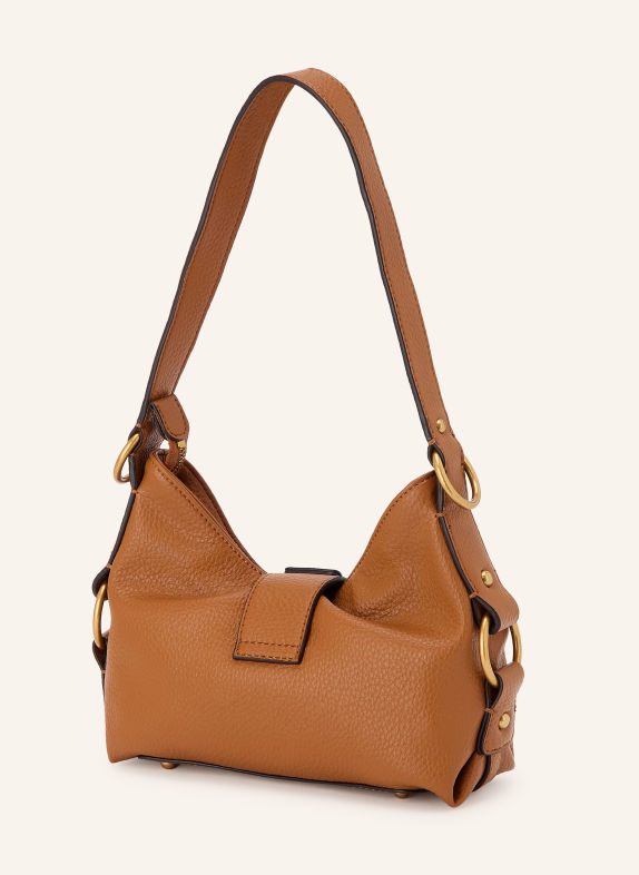 GUESS Schultertasche CAMDEN MINI COGNAC / GOLD