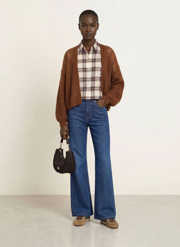BOSS FURGOVIA Cardigan with Mohair BROWN