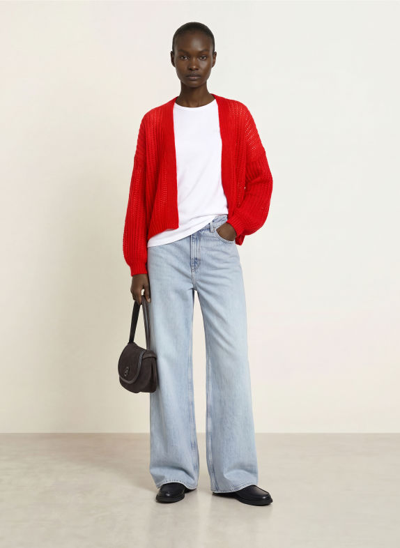 BOSS FURGOVIA Cardigan with Mohair RED