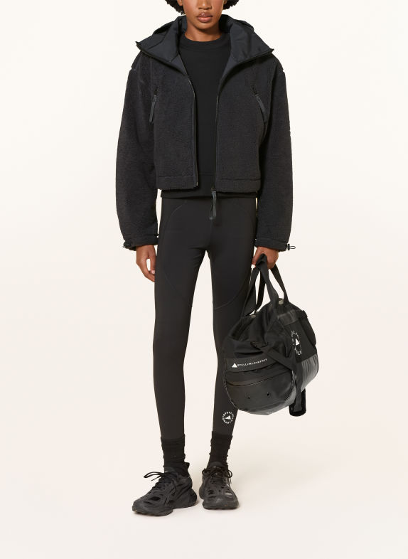 adidas by Stella McCartney Kurtka z polaru ADIDAS BY STELLA MCCARTNEY z odpinanym kapturem CZARNY