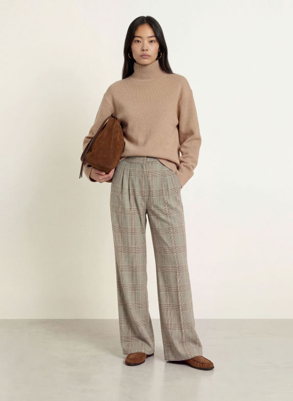 ICHI IHLAITO Wide-leg trousers GRAY / RED / BLACK