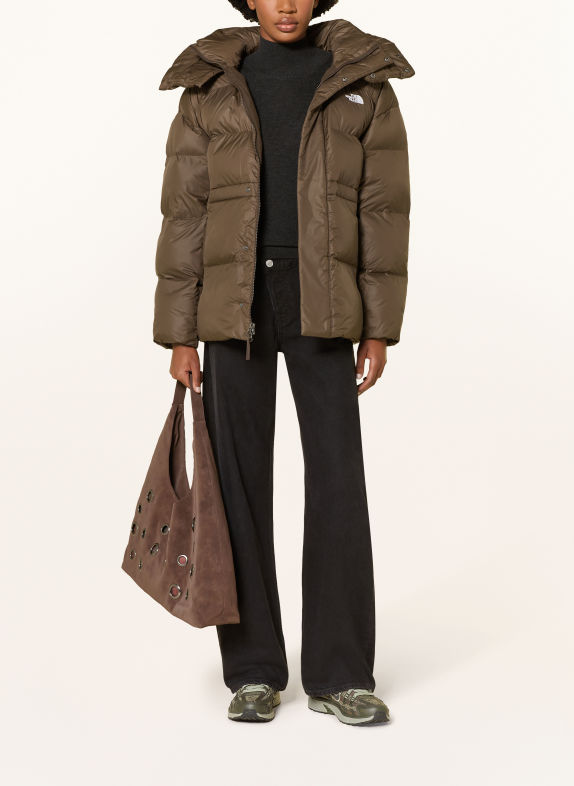THE NORTH FACE Oversized Quilted Jacket DARK BROWN