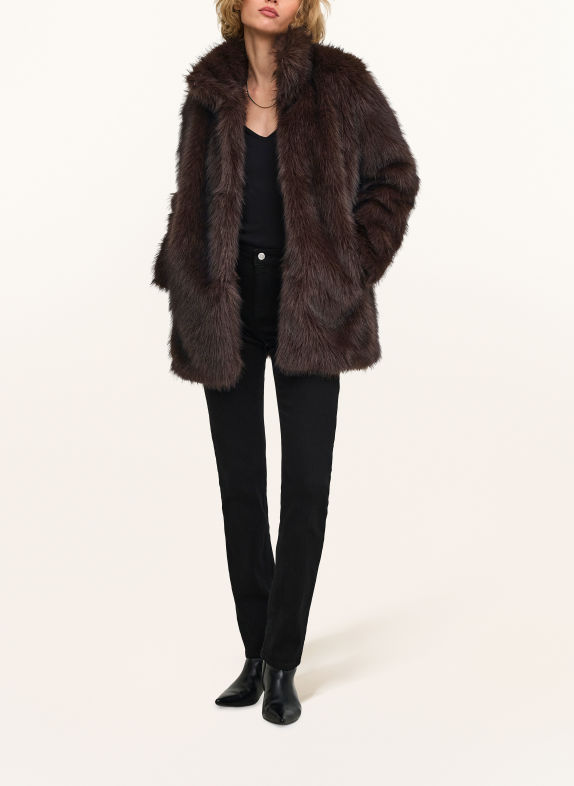 ONLY Faux Fur Jacket DARK BROWN
