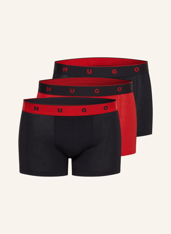 HUGO 3er-Pack Boxershorts ROT / SCHWARZ