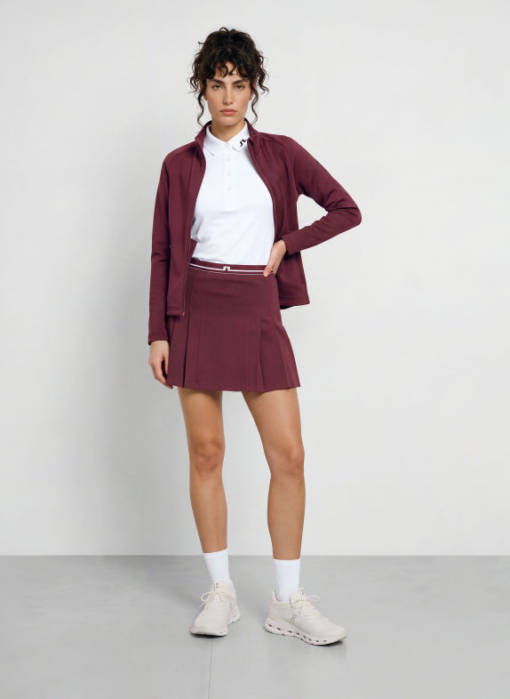 J.LINDEBERG Pleated skirt DARK RED / WHITE