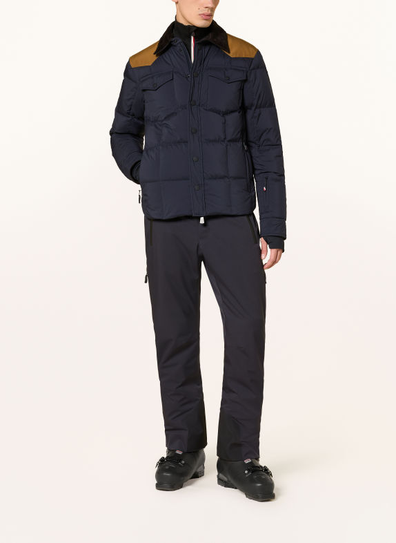 MONCLER GRENOBLE Daunen-Skijacke GELTECH DUNKELBLAU / CAMEL / DUNKELBRAUN