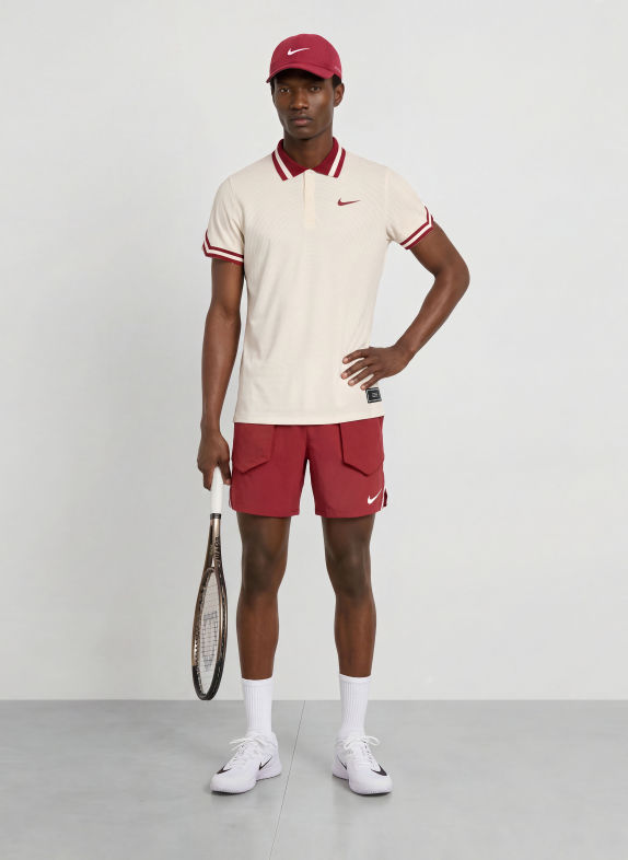 Nike Funkční polokošile COURT SLAM REŽNÁ / TMAVĚ ČERVENÁ