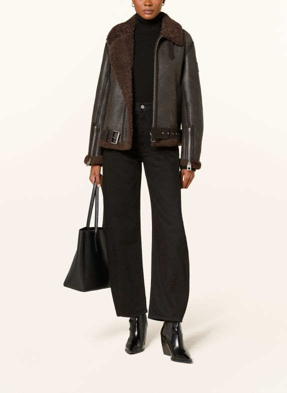BELSTAFF Leren jas ERSKINE TAUPE / MARRON FONCÉ