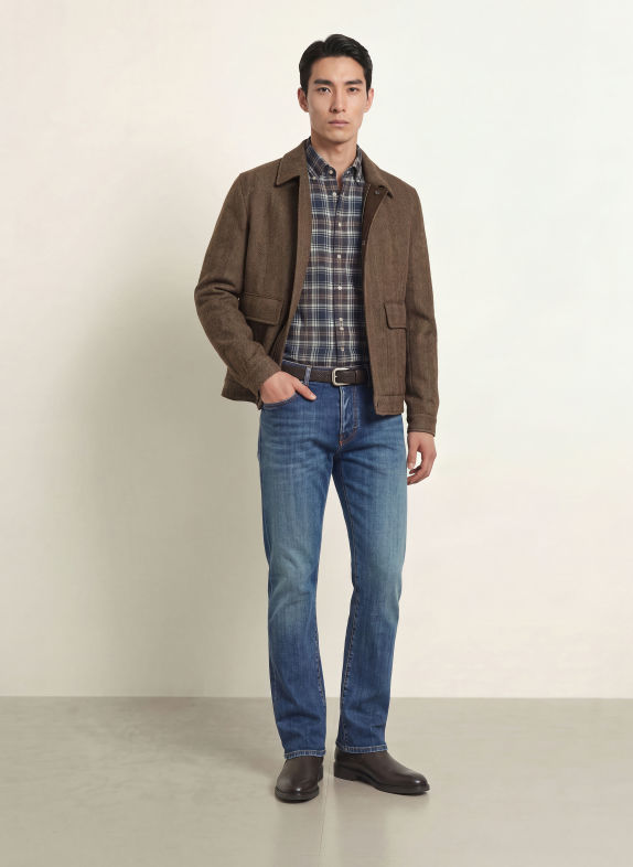 Stenströms Koszula flanelowa o kroju slimline GRANATOWY / BEŻOWY / BIAŁY