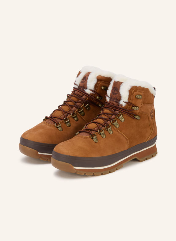 Timberland Lace-up boots EURO HIKER MID WARM LINED WATERPROOF COGNAC / DARK BROWN / WHITE
