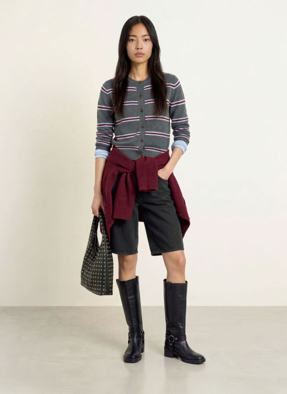 Levi's® Stickad kofta CLAIRE MÖRKGRÅ / MÖRKRÖD / LJUSBLÅ
