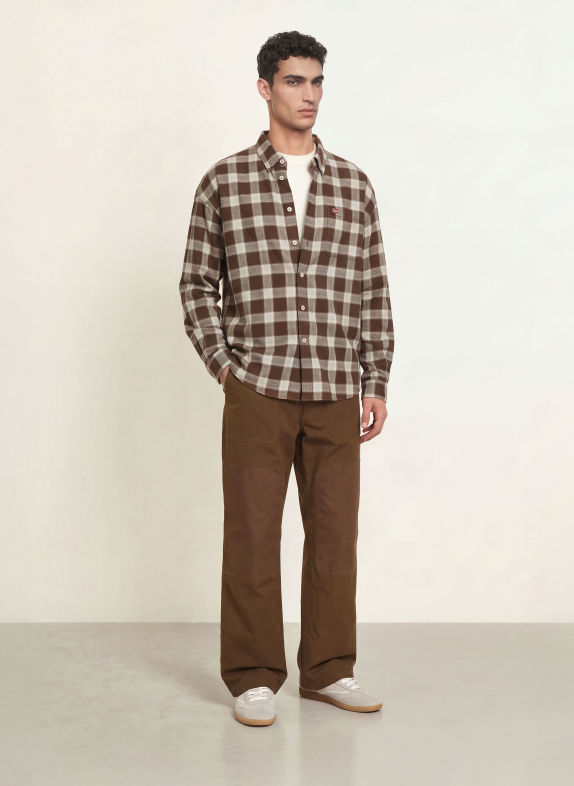 NAPAPIJRI Chemise en flanelle G-EOS LS Comfort Fit MARRON FONCÉ / ÉCRU
