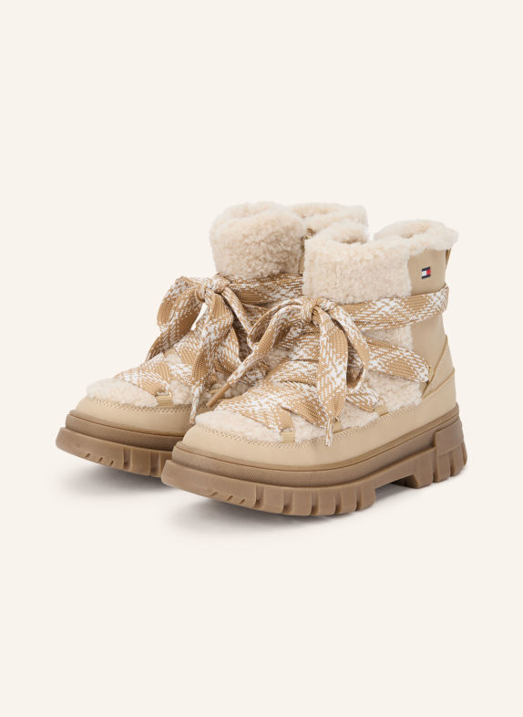TOMMY HILFIGER Snørestøvler BEIGE / CREME