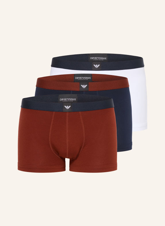 EMPORIO ARMANI Set de 3 boxeri ALB / ROȘU ÎNCHIS / ALBASTRU ÎNCHIS
