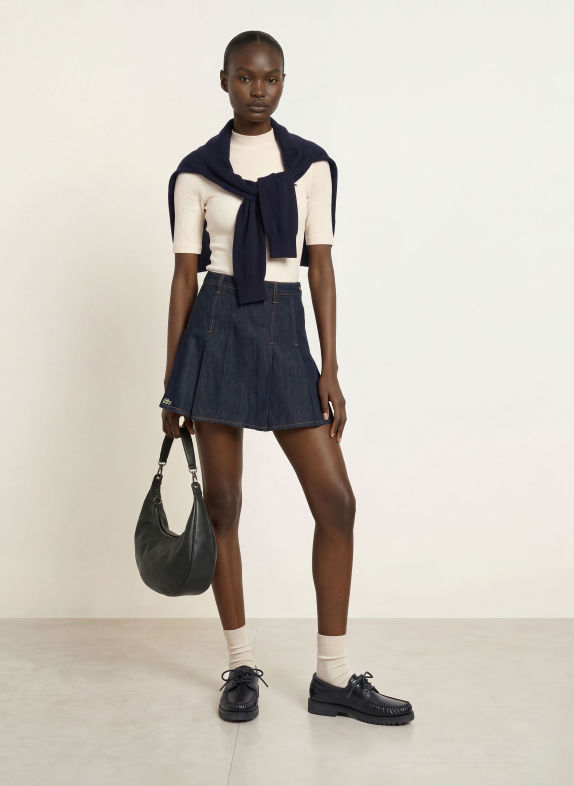 LACOSTE Denim skirt DARK BLUE