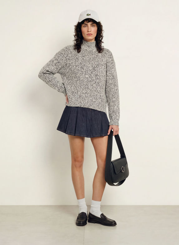 LACOSTE Sweater WHITE / BLACK