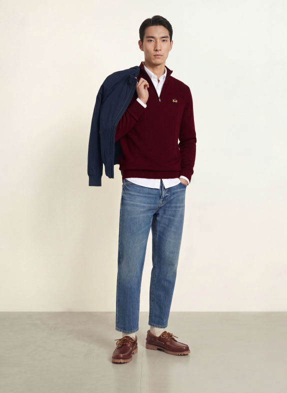LA MARTINA Half-zip sweater DARK RED