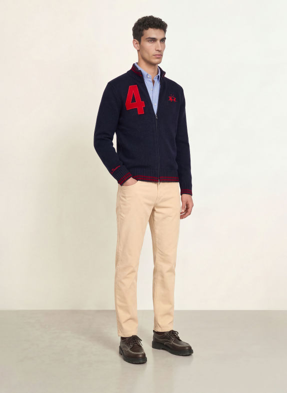 LA MARTINA Strickjacke DUNKELBLAU / ROT