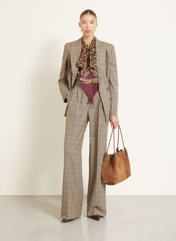 ETRO Silk tie-neck blouse BROWN / DARK RED / BLACK
