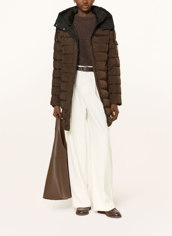 FUCHS SCHMITT BOULDER Quilted Coat with Detachable Hood DARK BROWN