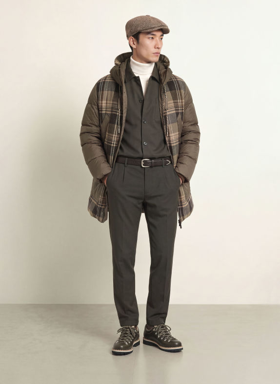 Luis Trenker Steppmantel LUDOVICCO im Materialmix KHAKI / DUNKELBRAUN
