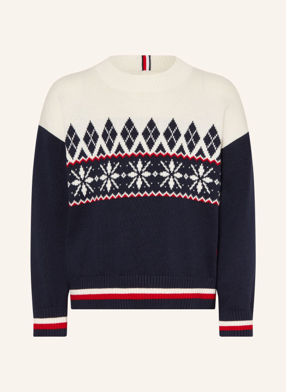 TOMMY HILFIGER Pull BLEU FONCÉ / CRÈME / ROUGE