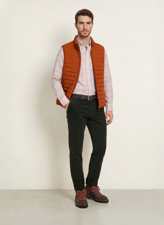 HACKETT LONDON Košile TATTERSALL Tailored Fit KRÉMOVÁ / TMAVĚ ŠEDÁ / LOSOSOVÁ
