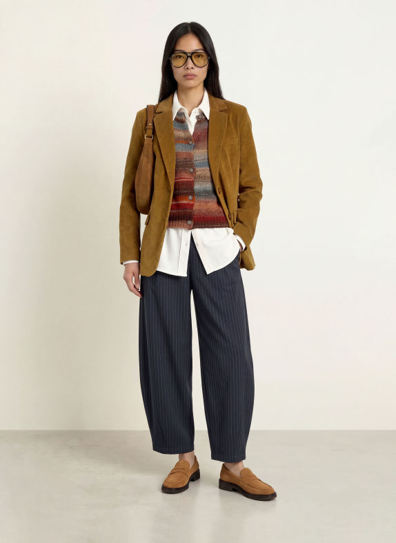 lollys laundry 7/8-length trousers BAMBUSLL DARK BLUE / BLUE GRAY