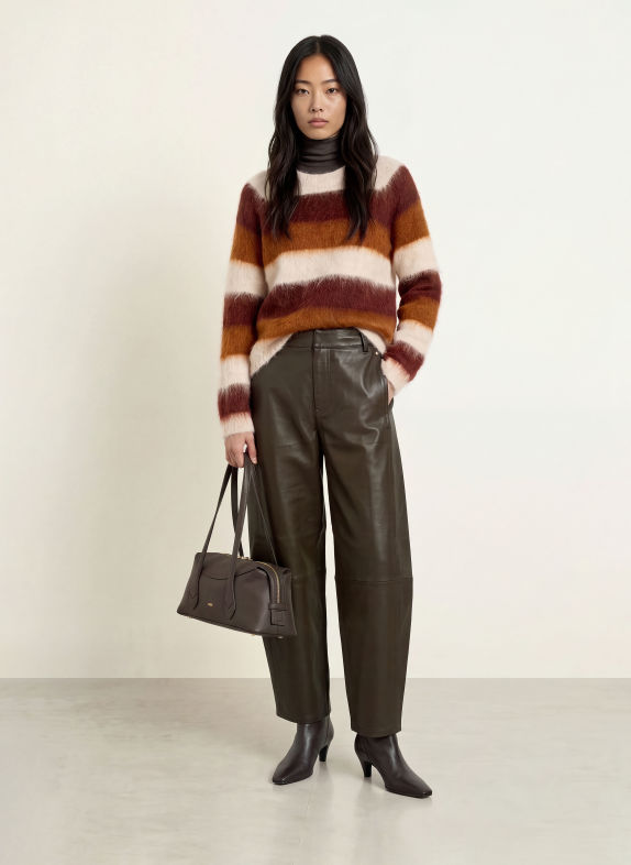 MOS MOSH Pull MMSUVI en alpaga CRÈME / MARRON FONCÉ / MARRON