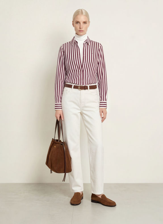 TOMMY HILFIGER Chemisier BLANC / ROUGE FONCÉ